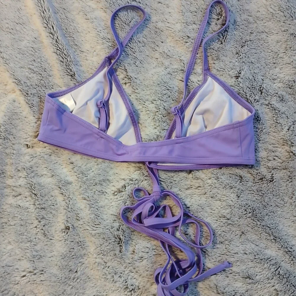 Collusion Women's Recycled Bikini Top Purple Sz 6 NWOT
